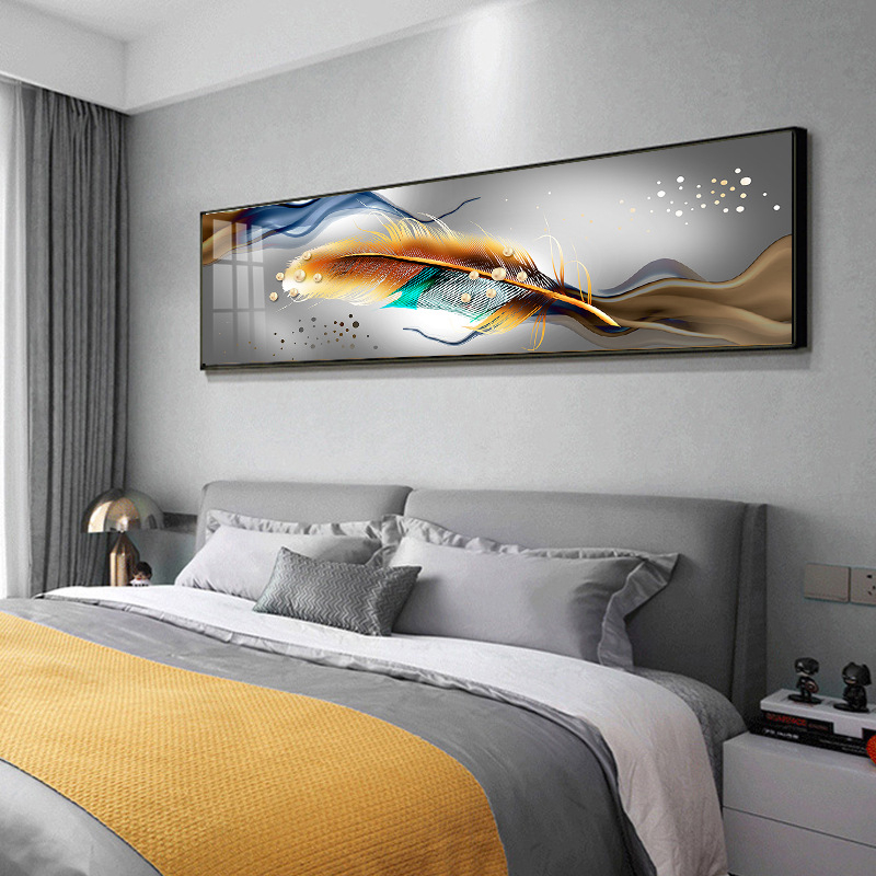 Tranh Treo Tường 1 Bức Dài Hoa Lá Trang Trí Đầu Giường Phòng Ngủ Phong Cách Hiện Đại