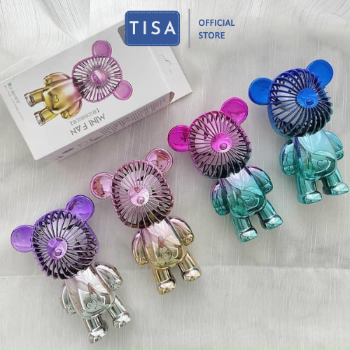 Quạt Mini, Quạt Tích Điện Cầm Tay Gấu Bear Brick Sạc USB Tiện Lợi