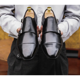 Giày tây double monktrap - himshoes - shoes for man - da bò thật nhập khẩu 100%- mã cs09
