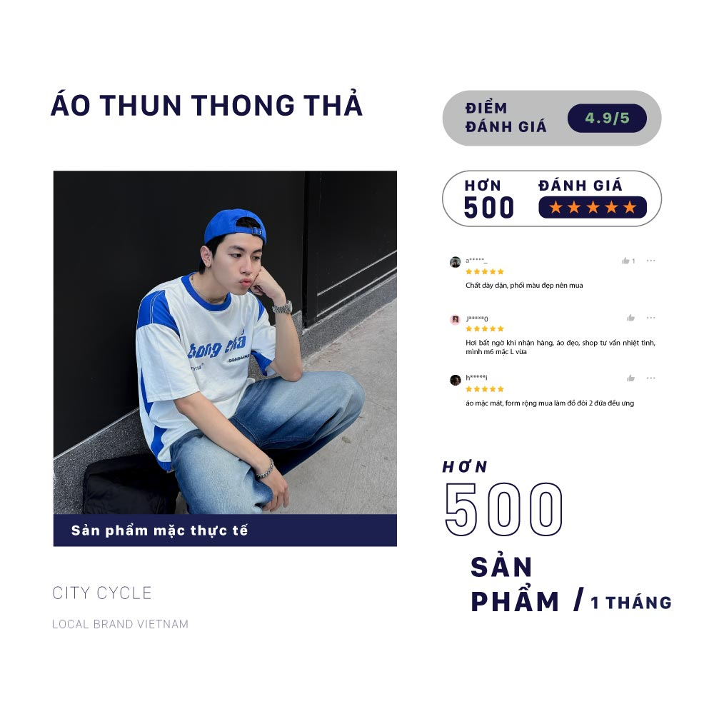 Áo Thun Local Brand Thong Thả City Cycle cotton oversize nam nữ form rộng