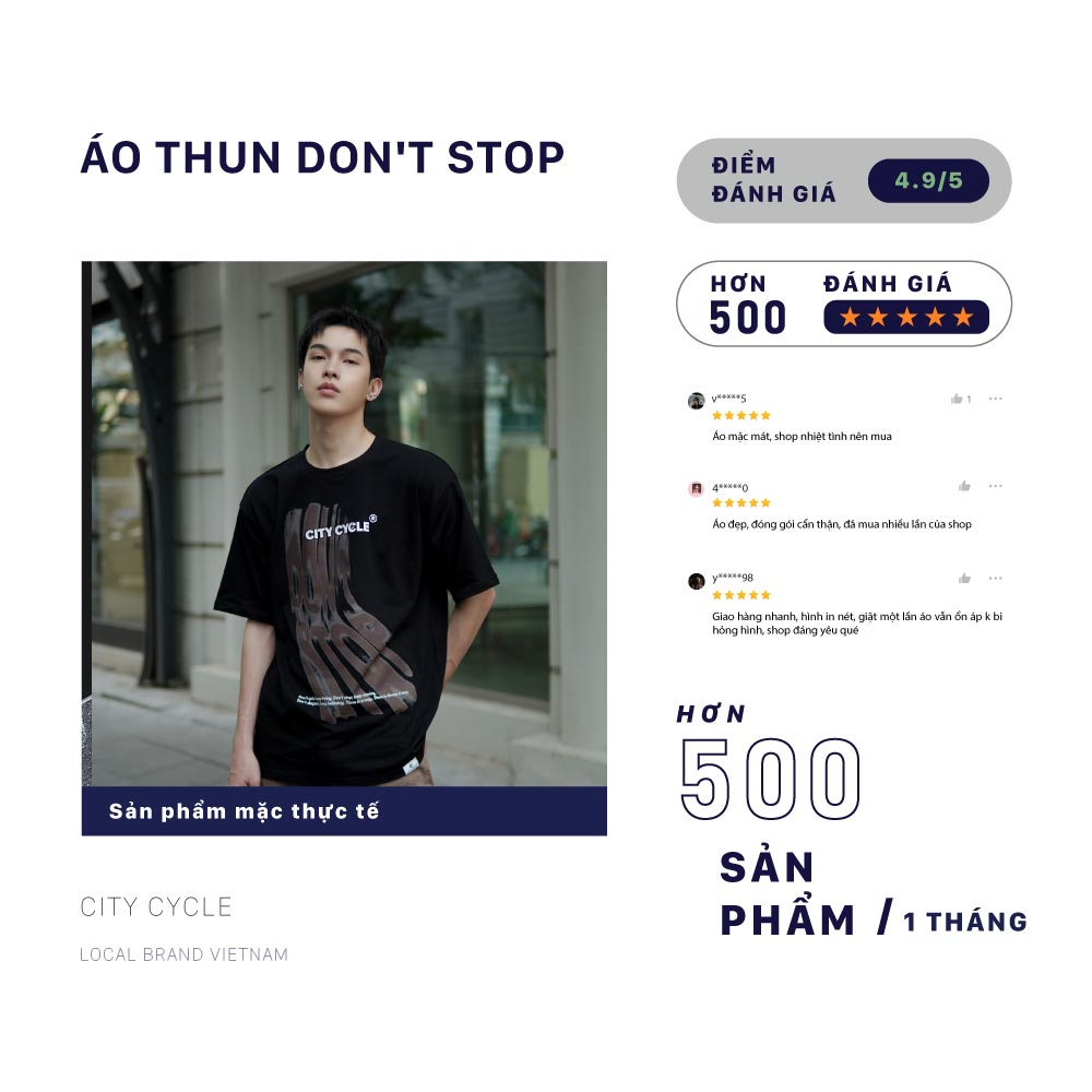 Áo Thun Local Brand Don’t Stop City Cycle cotton form rộng nam nữ oversize unisex
