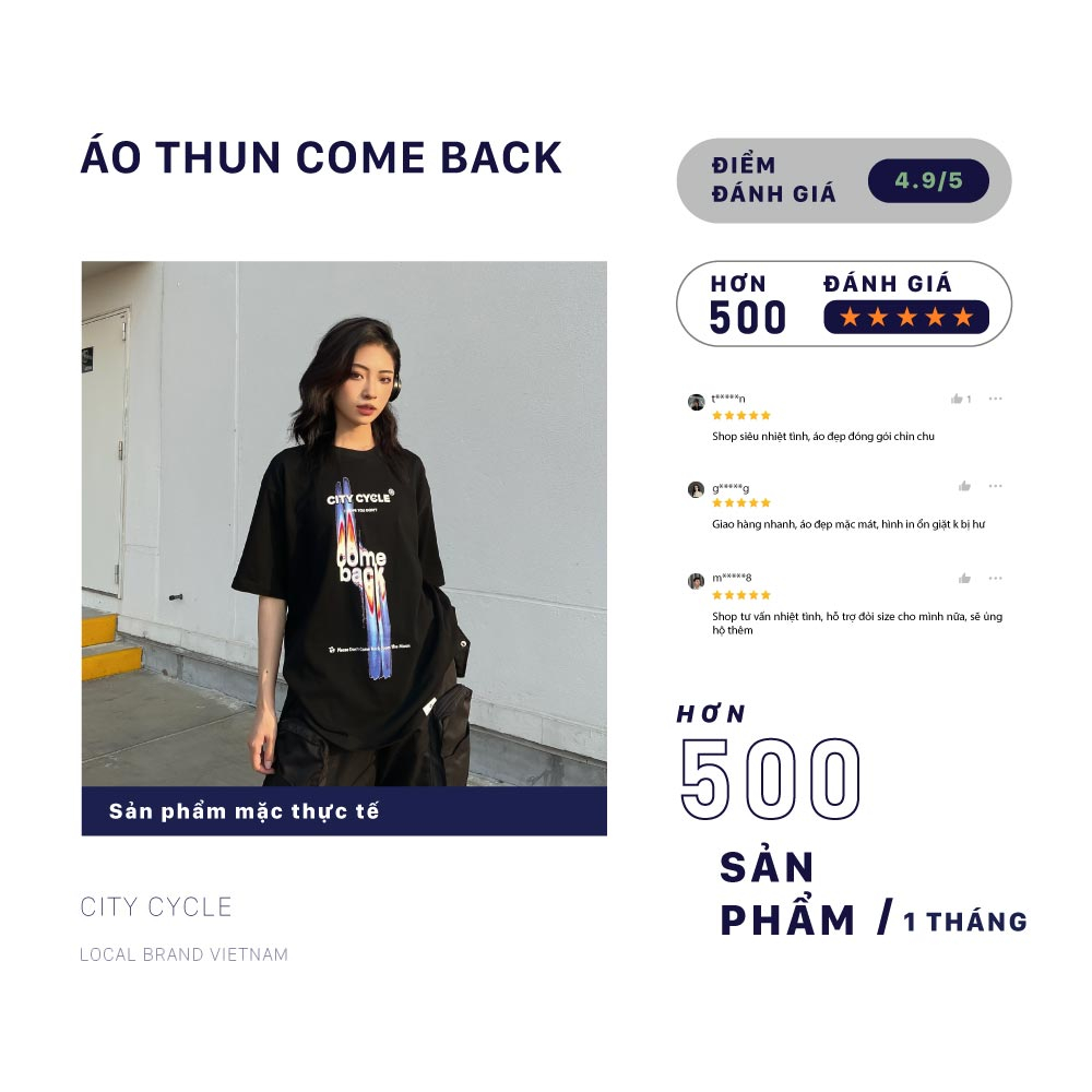 Áo Thun Local Brand Come Back City Cycle cotton form rộng nam nữ oversize unisex