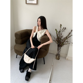 đầm dài lệch vai phối màu bất đối xứng