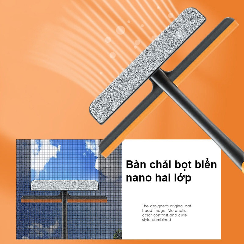 Cây Lau Kính Thông Minh  gạt kính xoay 360 độ Miếng Lau Silicone Siêu Thấm Tiện Lợi