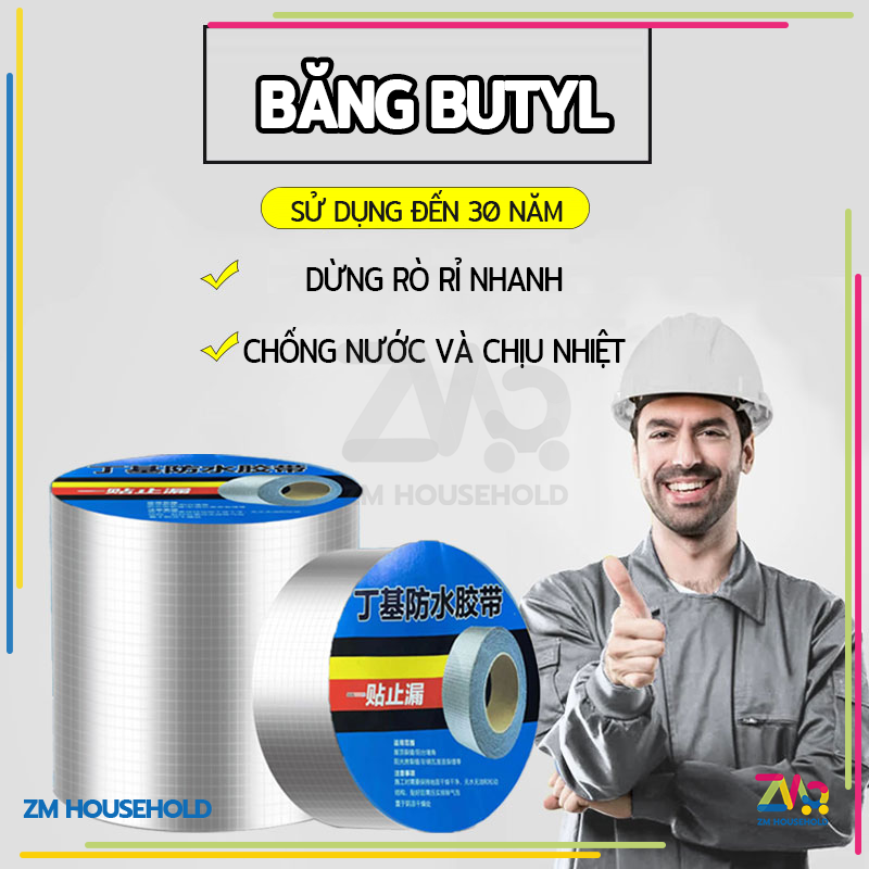 Băng keo chống thấm,chống thấm dột, dán tường, Thấm Nước, Dán Mọi Bề Mặt-dán mái tôn kích thước 5x5m