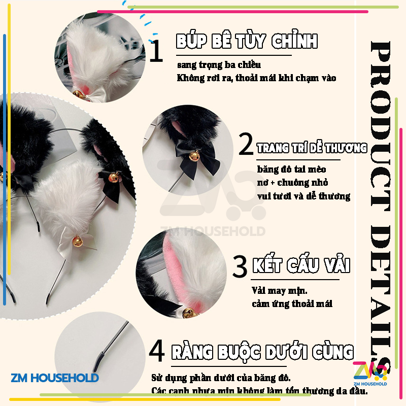 Kẹp Tóc Tai Mèo,Kẹp Tóc Tai Mèo Dễ Thương Cho Nữ,Băng Đô Tai Mèo Lông Xù Xinh Xắn Dễ Thương