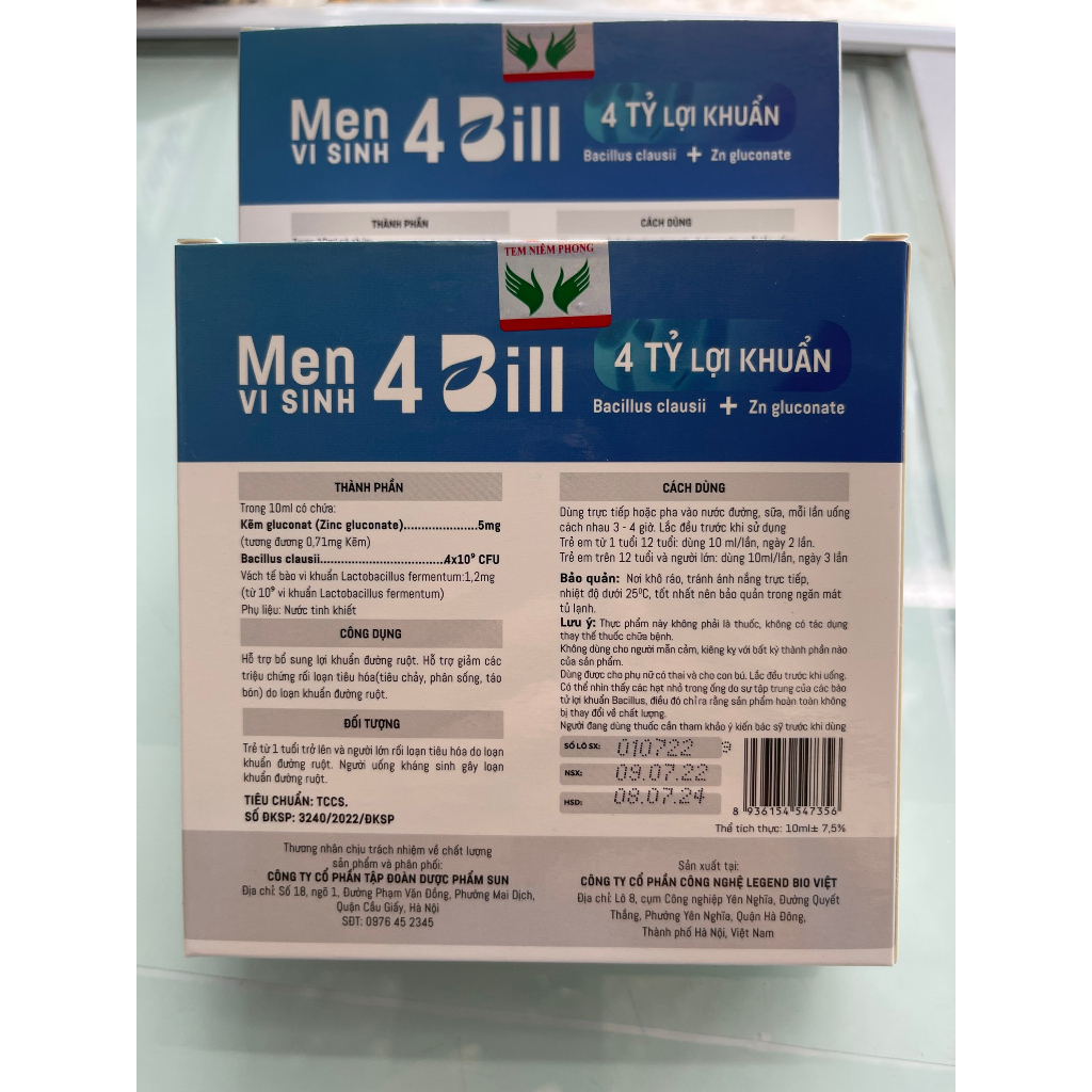 Men Vi Sinh - Men 4 Bill - $ Tỷ Lợi Khuẩn, Giúp Bé Tiêu Hóa Tốt, Phòng Các Bệnh Đường Tiêu Hóa