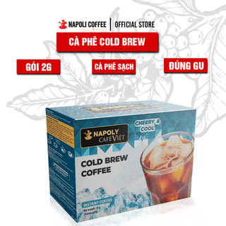 Cafe đen không đường hòa tan Cold Brew Napoli Coffee 15 gói* 2gr 48 hộp / thùng vị chua thanh nhẹ