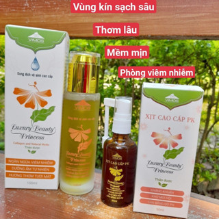 Combo Dung dịch vệ sinh phụ nữ + Xịt phụ khoa thảo dược cao cấp Vimos Luxury Beauty