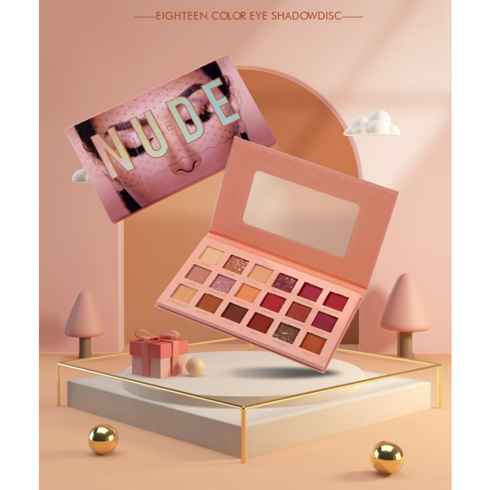 Bảng phấn mắt PRETTY CO GAI 18 màu lì và ánh nũ mịn mịn có tặng cọ trang điểm 25g