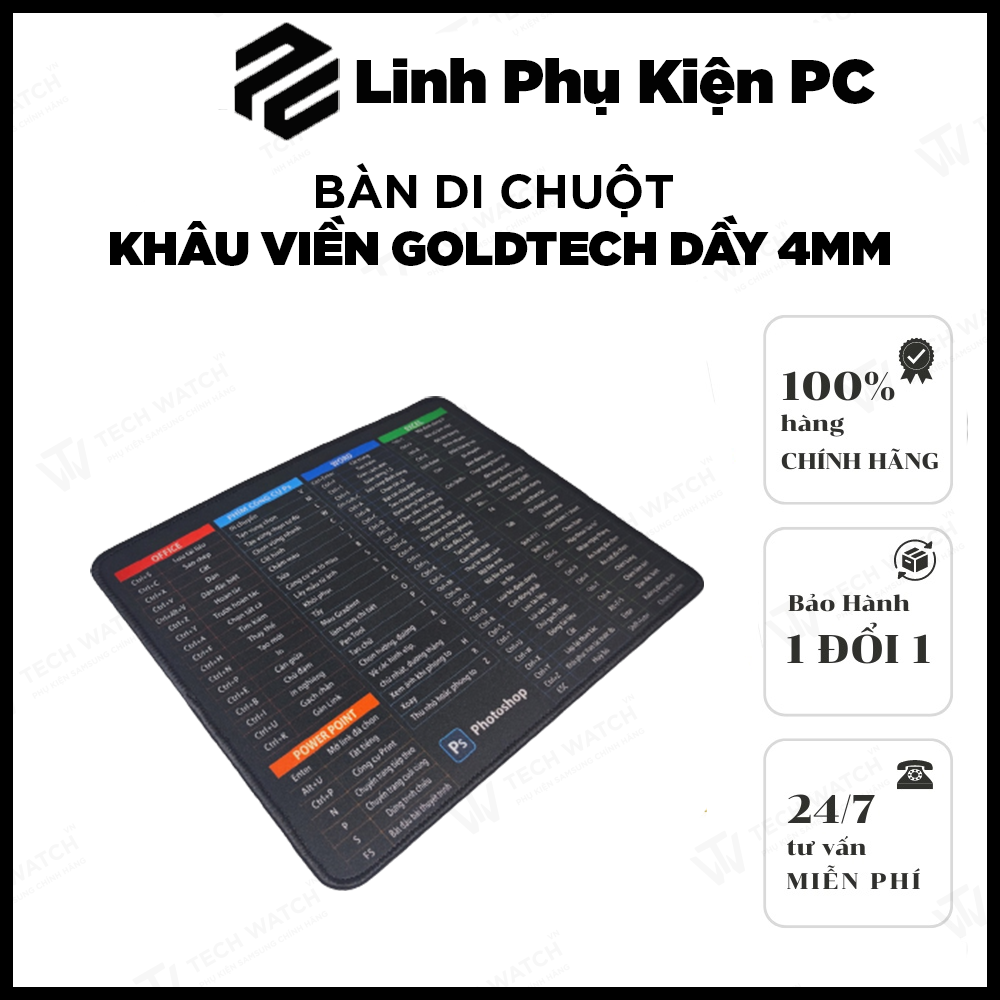 Bàn di chuột khâu viền Goldtech dầy 4mm