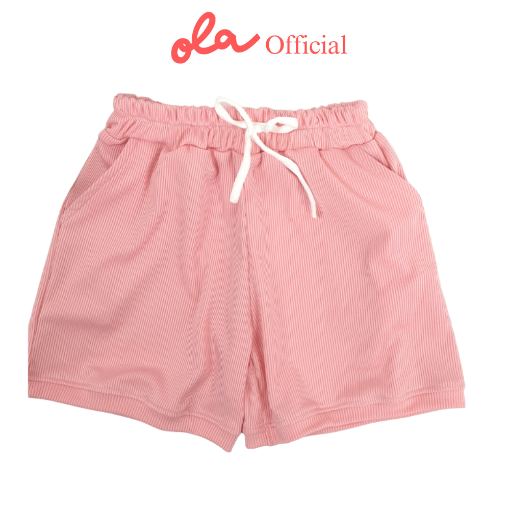 Quần cộc cho bé gái basic trơn pastel thun tăm. Quần đùi bé gái Ola_official