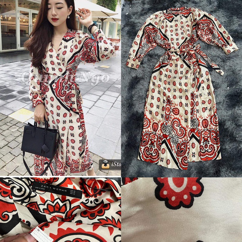 Đầm lụa zara đắp chéo