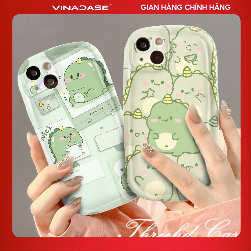 Ốp lưng Vina Case Samsung A12/A13/A23/A32/A33/A04S/A14/...trong suốt Bóng khí chống sốc hình Khủng Long Xanh