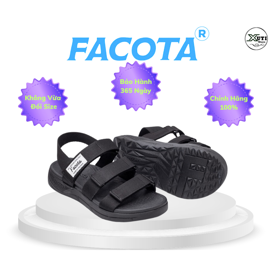 FACOTA -  Giày dép sandal nam, nữ Unisex thể thao 3 quai đen đi học, đi chơi -GLC01