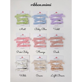 [ Hàng Thiết Kế ] Kẹp Tóc Mái Nơ Set 3 cái Handmade Cao Cấp Ribbon.mimi Kẹp Mái