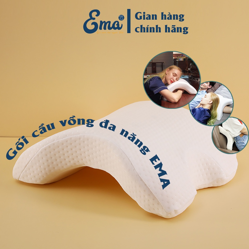 Gối ngủ trưa đa năng EMA chất liệu cao su non cho dân văn phòng thiết kế luồn tay thông minh chống tê mỏi