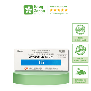  Viên Uống Takeda Actos Tablet 15mg Hỗ Trợ Tiểu Đường 100 Viên Nhật Bản 
