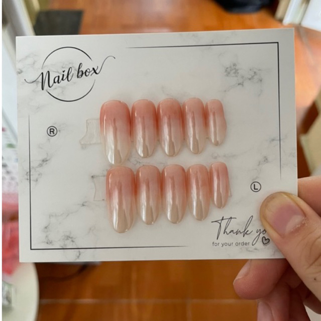 Nailbox Tráng gương Ombre hồng trắng