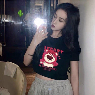 áo thun nữ croptop dáng ngắn ôm body sang chảnh hình gấu năng động