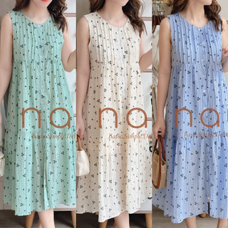 Đầm hoa nhí phối xếp li form suông rộng