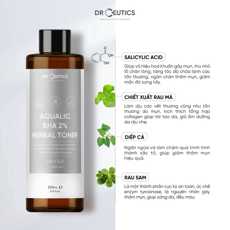 DRCEUTICS Toner Làm Sạch Và Cân Bằng Da DrCeutics BHA 2%