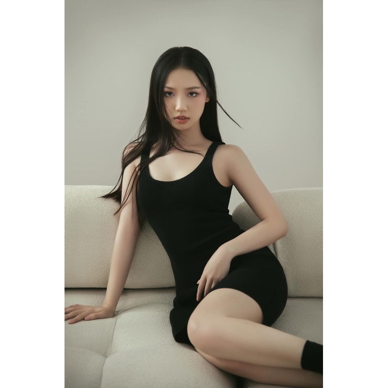 Đầm body hai dây màu tím/đen/đỏ giống Jennie Blackpink, Amee