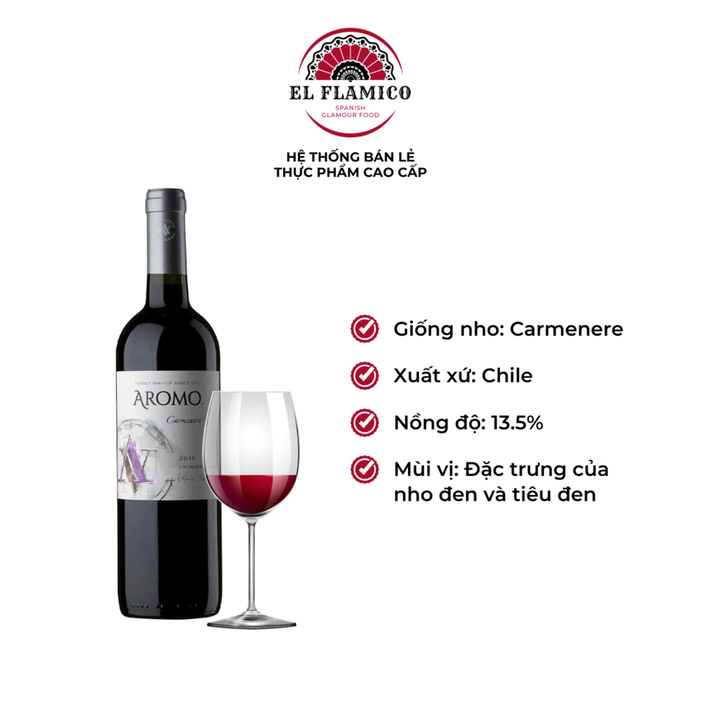 Rượu vang đỏ Chile Aromo - Carmenere