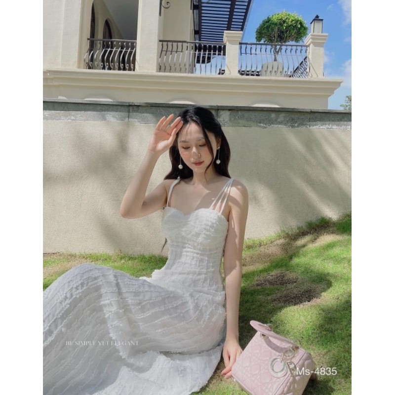 Đầm Maxi Dây Vải Ren Cúp Ngực