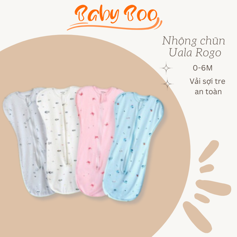 Nhộng chũn vải sợi tre Uala Rogo, Chũn Pupa cho bé size 0-6 tháng tuổi Babyboo