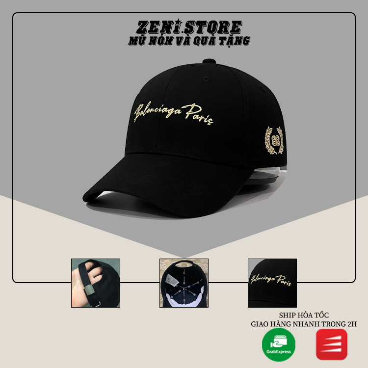 Mũ lưỡi trai, Nón kết đen thêu Logo nổi "Balen" siêu HOT, Full hộp.