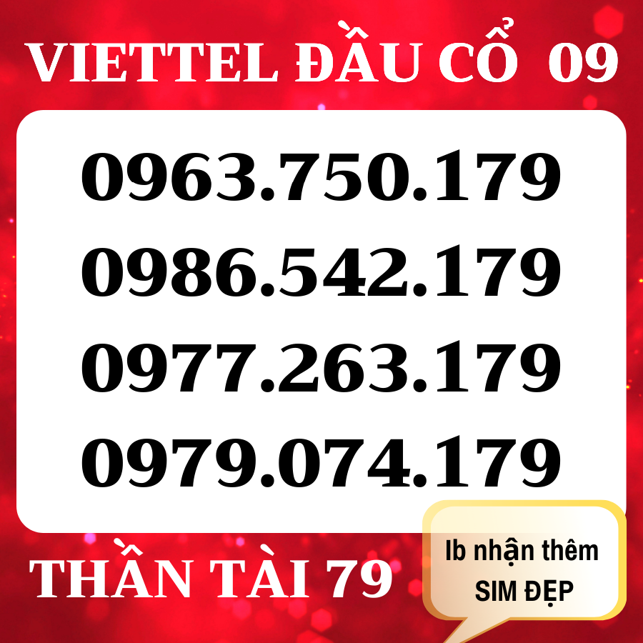 Sim Viettel số đẹp TRẢ TRƯỚC, Sim điện thoại Viettel đầu cổ 09, đuôi Thần Tài 79, 179 [Hỗ trợ DKCC + ESIM]
