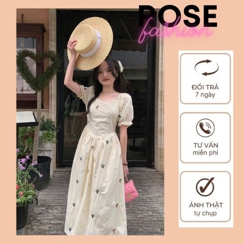 Đầm Maxi Nữ, Váy Mùa Hè Mặc Đi Biển Chất Vải Xô Thêu Hoa Trễ Vai Hàng Sẵn Mặc 2 Kiểu