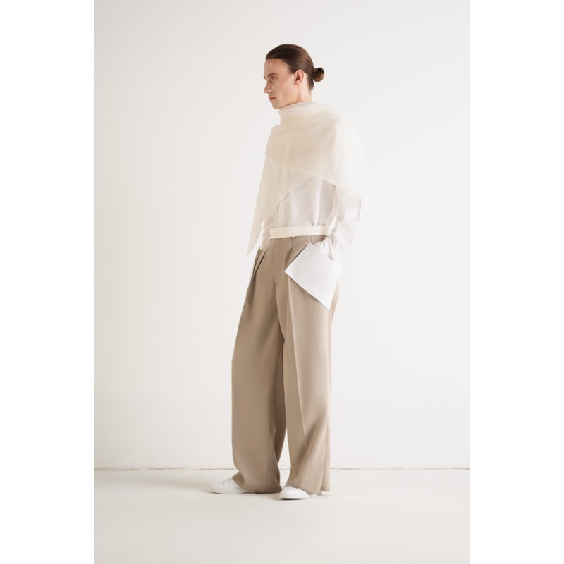 GIAN SAIGON -Quần khaki ống rộng nam-Khaki wide leg trouser-Xám