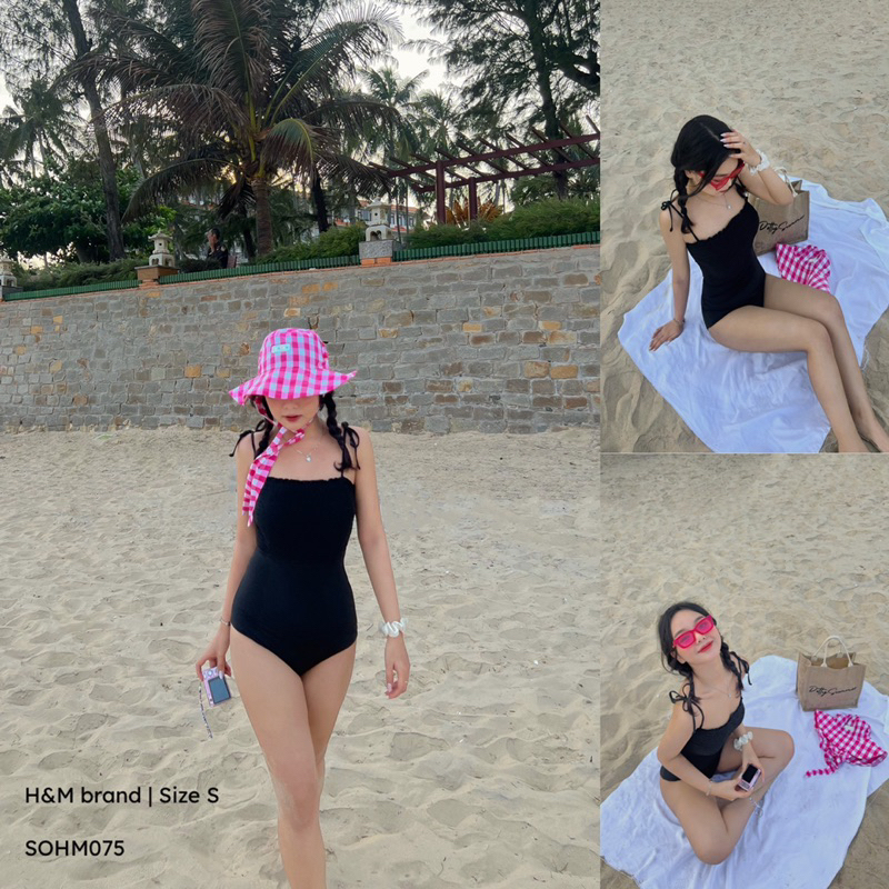 [Xuất Xịn] Đồ Bơi Một Mảnh Bikini Áo Tắm Nhúng Ngực Buộc 2 Cầu Vai H&M SOHM075 Size S