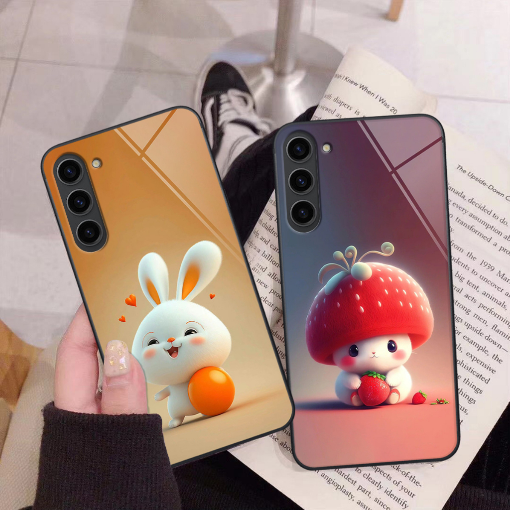 Ốp kính Samsung S23 / S23 Plus / S23+ in hình gấu thỏ cute dễ thương, cá tính xinh xắn