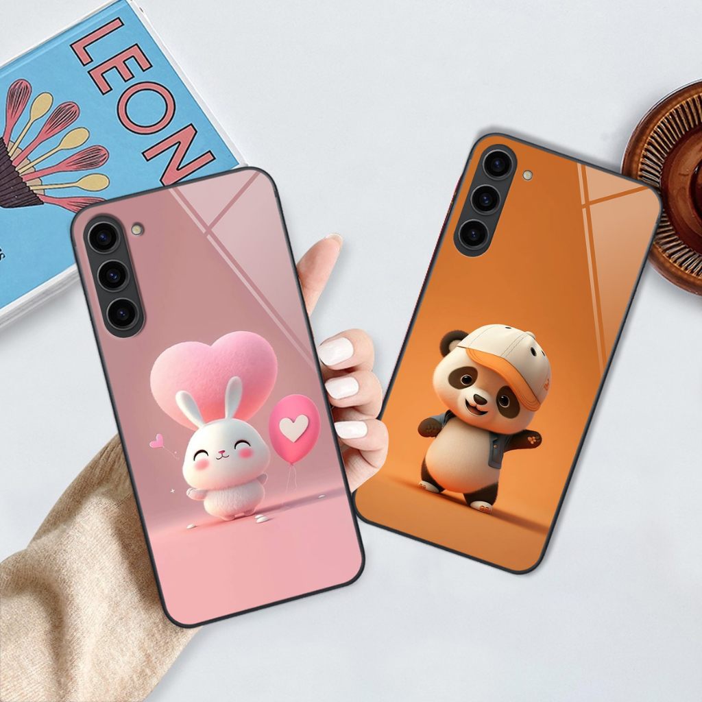 Ốp kính Samsung S23 / S23 Plus / S23+ in hình gấu thỏ cute dễ thương, cá tính xinh xắn
