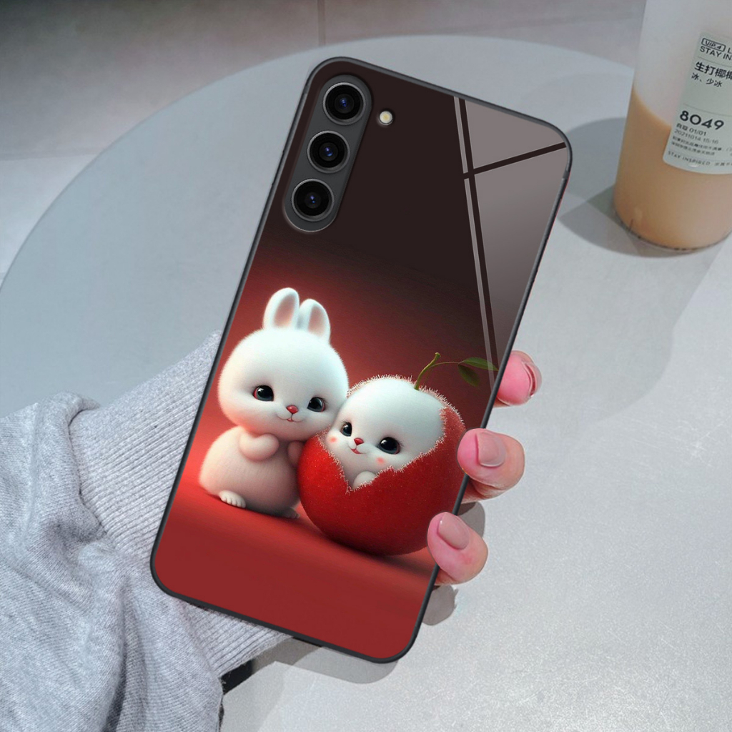 Ốp kính Samsung S23 / S23 Plus / S23+ in hình gấu thỏ cute dễ thương, cá tính xinh xắn