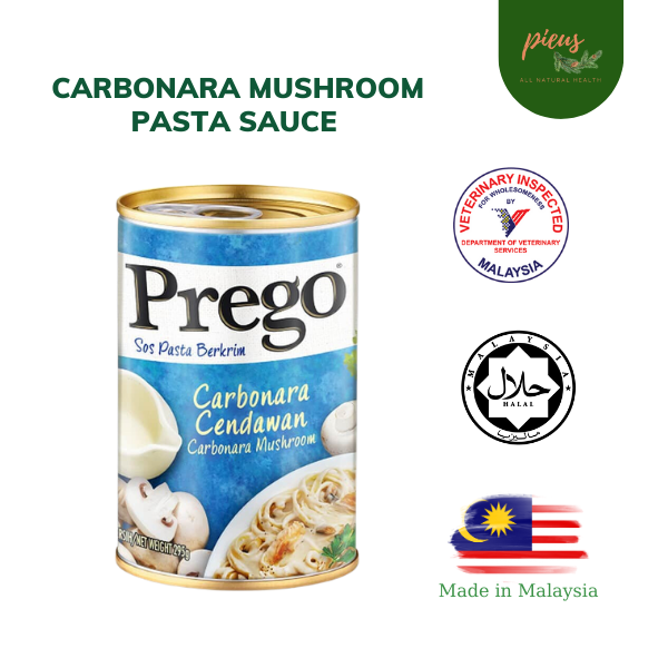 Sốt mỳ Ý Carbonara nấm | Carbonara Mushroom Pasta sauce Prego 295 g - Sốt Pasta đóng hộp tiện lợi Brand Mỹ | SX Malaysia