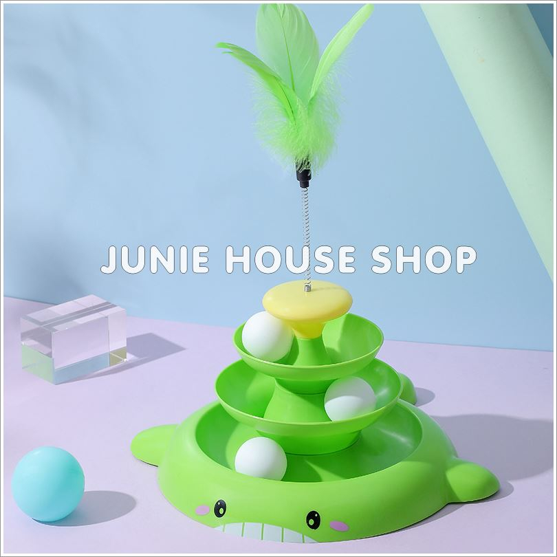 Tháp banh cá voi 3 tầng kèm lông vũ cho mèo