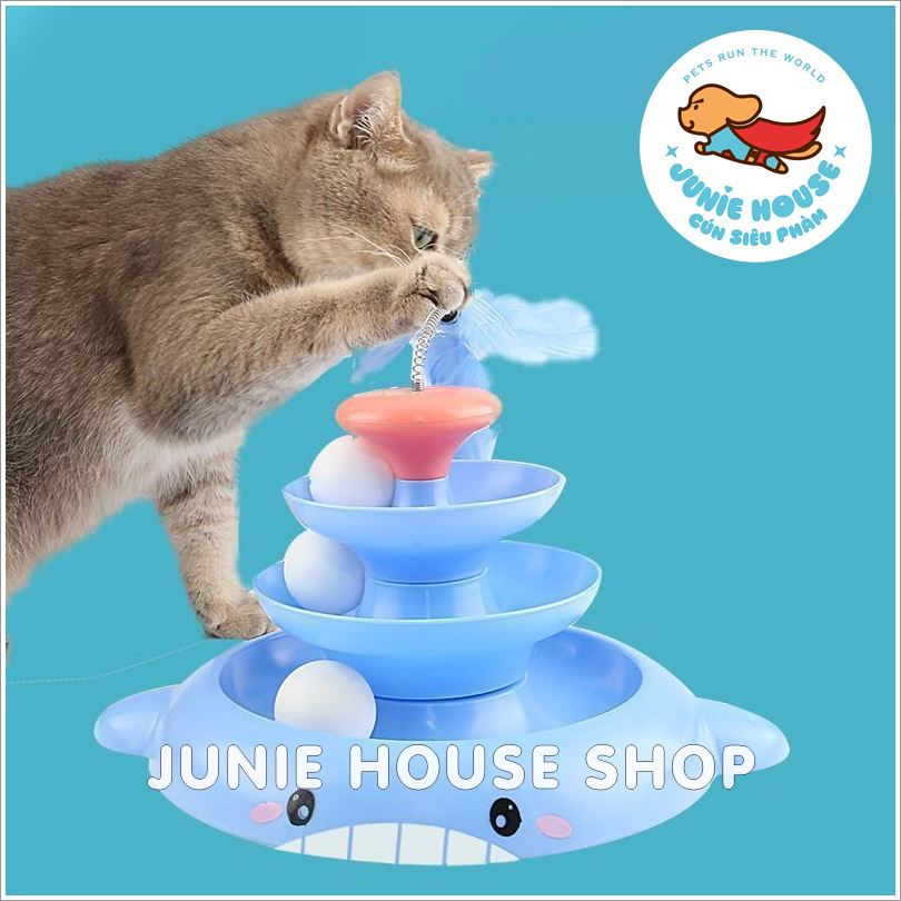 Tháp banh cá voi 3 tầng kèm lông vũ cho mèo