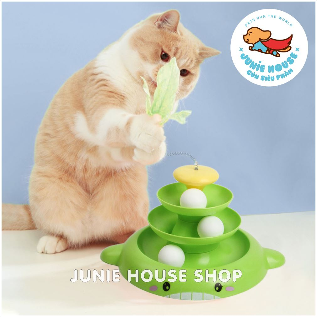 Tháp banh cá voi 3 tầng kèm lông vũ cho mèo