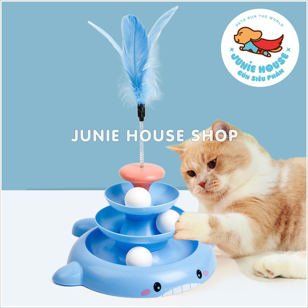 Tháp banh cá voi 3 tầng kèm lông vũ cho mèo