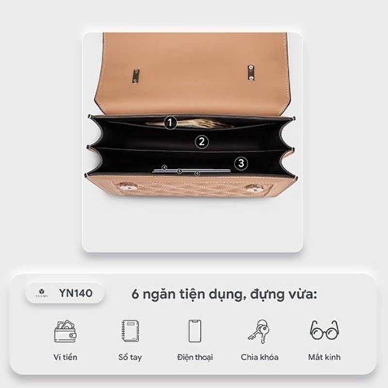 Túi đeo chéo nữ Thời Trang _YUUMY Seasand YN140 _sản phẩm chính Hãng bảo hành12 tháng