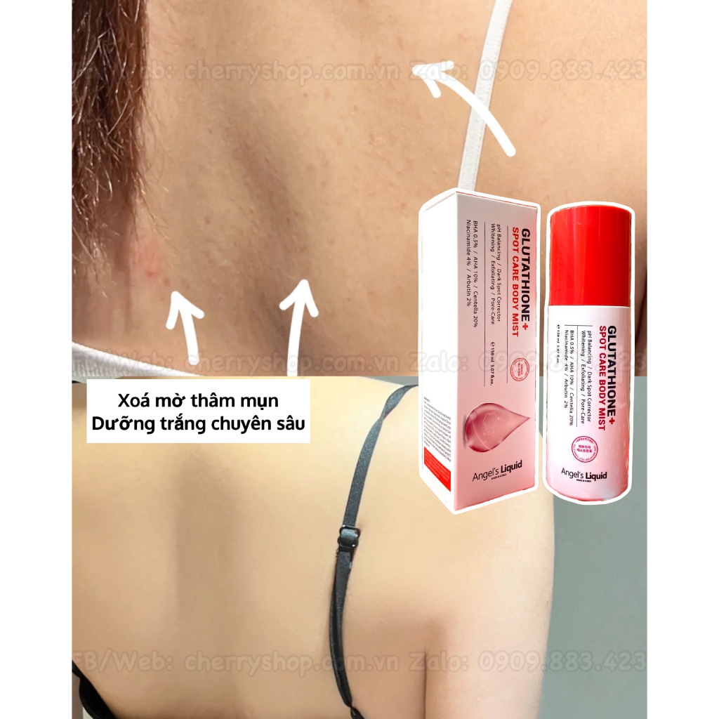 Xịt body Angel's Liquid Glutathione Plus Centella Calming Body Mist ( Tặng mút rửa mặt hoặc găng tay tẩy tế bào chết )