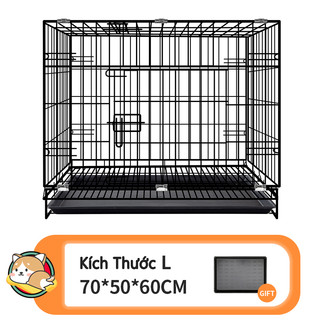 2.3 chân Chuồng chó, chuồng mèo sơn tĩnh điện gấp gọn 2 cửa chuồng chó mèo tặng khay vệ sinh