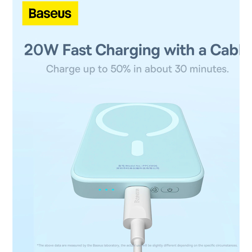 Sạc Dự Phòng Không Dây Baseus 6000mAh /10000mAh PD 20W PPCXW06,Sạc không dây từ tính Max 15W
