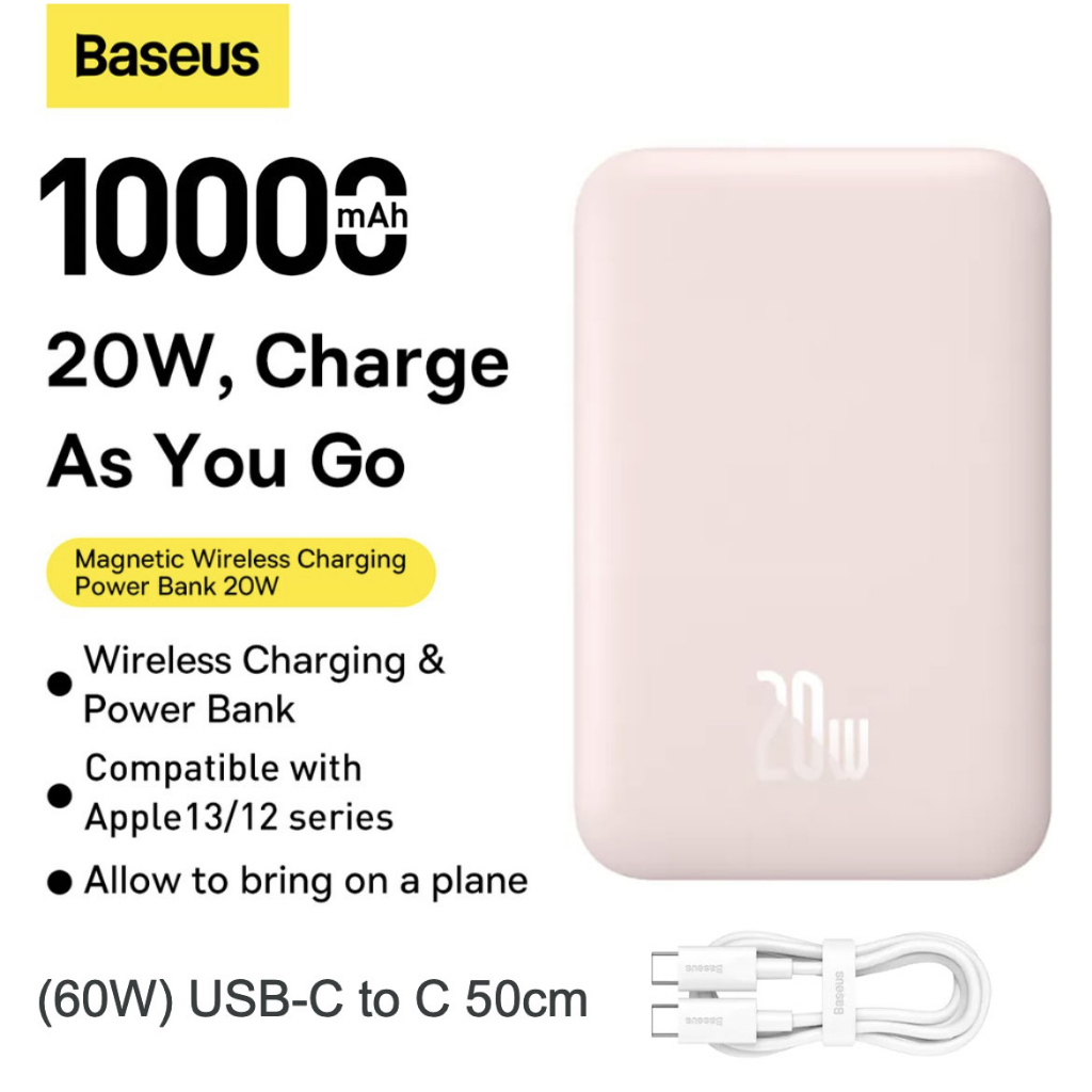 Sạc Dự Phòng Không Dây Baseus 6000mAh /10000mAh PD 20W PPCXW06,Sạc không dây từ tính Max 15W