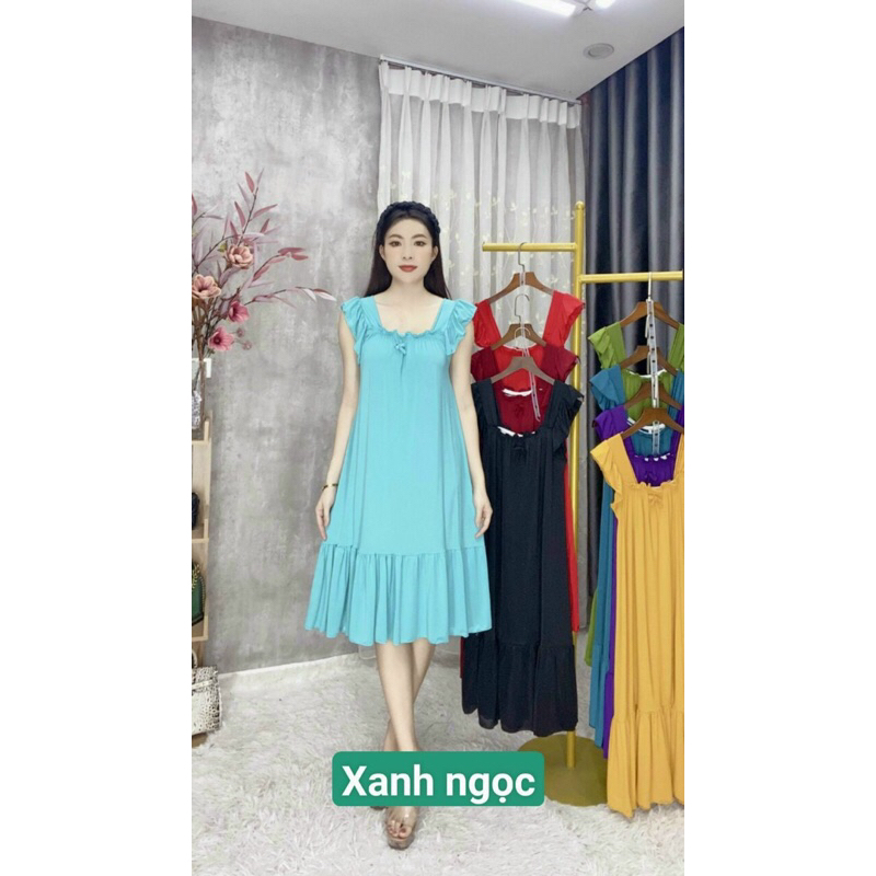 Đầm Thun Lạnh 2 Dây Phối Ren