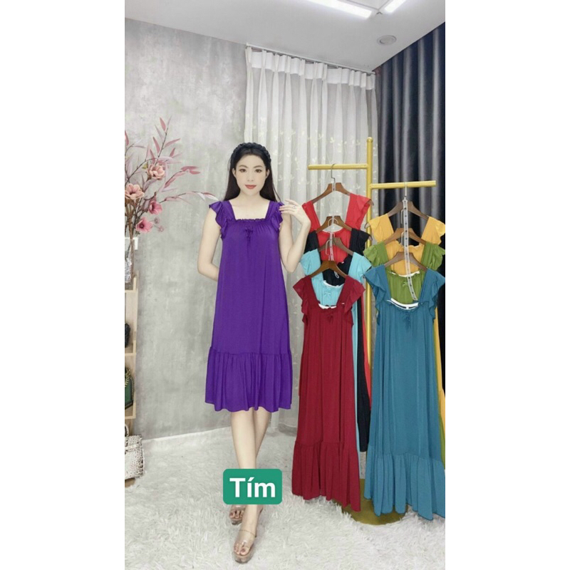 Đầm Thun Lạnh 2 Dây Phối Ren